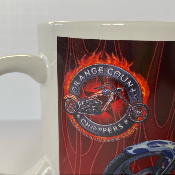 Orange County Choppers Mugs Set If 2 Motorcycle American Custom Steel Chrome EUC - Picture 9 of 16